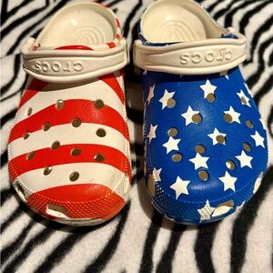 CROCS Red and Blue Star-Stripe Sandals